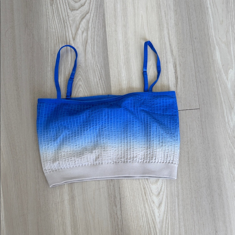 Spiritual Gangster Blue and White Ombre Crop Top